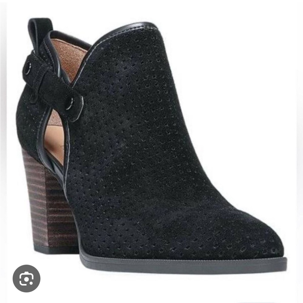Franco Sarto Black Ankle Booties with Chunky Heel